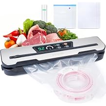 AMOLEN Vacuum Sealer Storage Bags Kit for Filament 20kPa, Dual-Use Vacuum Sealer Machine for Food 60kPa with Build-in Cutter&Storage, Digital Countdown, Air Suction Hose, 30 Vacuum Bags