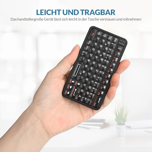 Rii Mini Bluetooth Tastatur, Tragbare Drahtlose mit Hintergrundbeleuchtung, Handflächengroß(11x6x1cm), Wiederaufladbare Mini Tastatur für Smart TV/Android TV Box/Smartphone/HTPC/IPTV 2