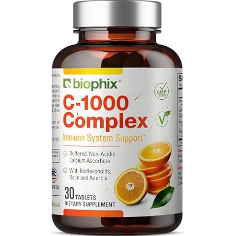 biophix Vitamin C-1000 mg 30 Tablets Complex - Vegan with Calcium Citrus Bioflavonoids Acerola Rutin - Supports Immune Health Cover