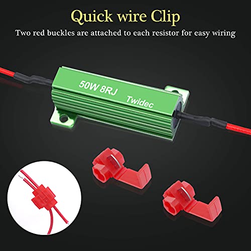 Twidec/4Pcs 50W 8Ohm Led Load Resistors For Fix Led Hyper Flash Turn Signal Light Bulb Fast Blink Error Code Warning Cancellor Rx24-50W8-4X #TOP1