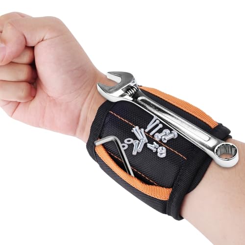Magnetic Wristband for Tools, Heavy Duty Wrist Band with Strong Magnet for Screws Nails Hardware Gifts for Dad, Presents for Men, Birthday Gifts for Father
