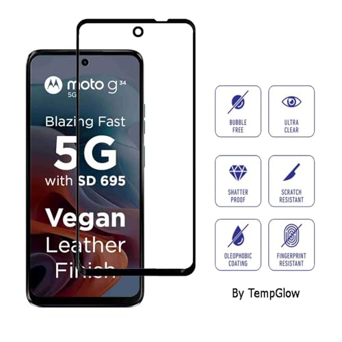 Image of Screen Protector for Motorola Moto G34 5G (Black) Tempered Glass Edge-to-Edge 6D Screen Guard With Installation Kit