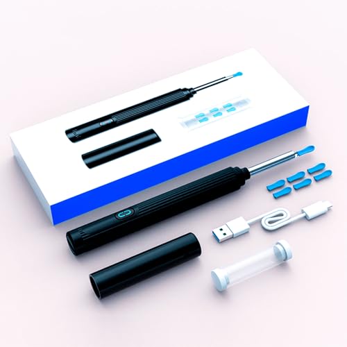 Ear Wax Removal Tool - Earwax Remover Tool - Ear Cleaner with Camera - Earwax Removal Kit with Light - Wireless - Works with iOS & Android (Black)