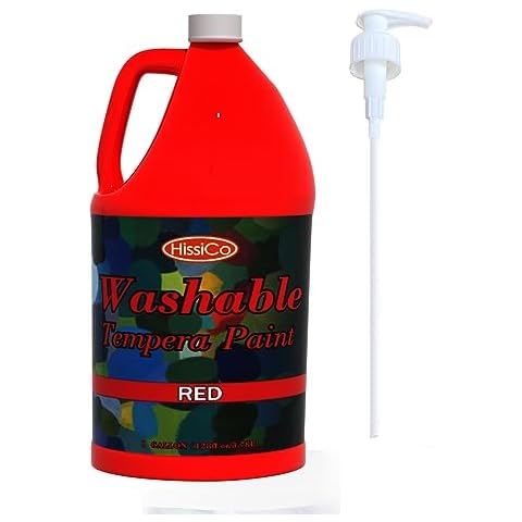HissiCo Washable Tempera Paint for Kids,Red (128 oz/1 Gallon) Liquid Poster Paint, Non-Toxic Kids Paint with Fluorescent Glitter Metallic Neon Colors for Finger Painting, Hobby Painters Cover
