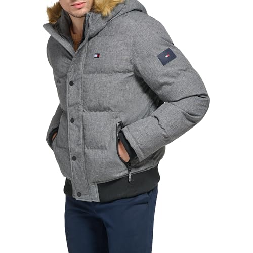 Image of Tommy Hilfiger Men's Arctic Cloth Quilted Snorkel Bomber Jacket (Standard and Big & Tall)