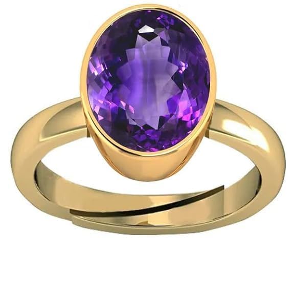 anuj sales 16.00 Ratti 15.00 Carat Natural Amethyst Ring Gold Plated Adjustable Ring Size for Men and Women,s-picture-28