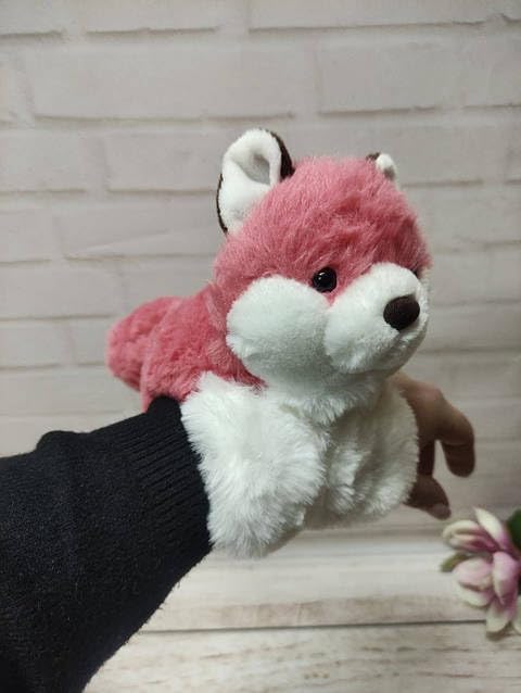 Image of Happykiddy Pink Fox Plush Slap Bracelet, Soft Stuffed Animal Wristband, Cute Toy for Kids 26cm