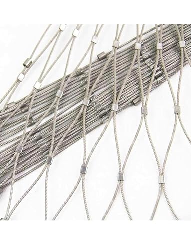 Stainless Steel Rope Wire Mesh Stainless Steel Wire Rope Net, For Partition Protection Boundary, Stair Balcony Balustrade Anti-Fall Netting for Zoo Cage Fence, Balcony, Stair(Mesh Hole 10cm)(2x4m/6.56