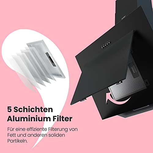 Dunstabzugshaube Comfee CHK 3.6B kopffrei 60 cm schwarz