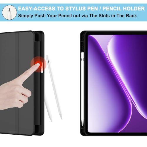 Image of CEDO Smart Case for OnePlus Pad Go 2 (12.1 inch) Tri-Fold Flip Folio Cover | Pencil Holder | Auto Wake-Up /Sleep Mode | Multi View Angles Stand TPU Backcover (Black)