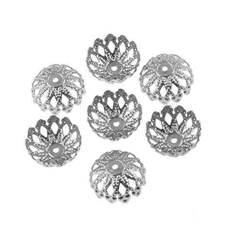 Perlin 30pcs Stainless Steel Filigree Pearl Caps, 12mm, Silver & Black, Delicate, Intricate, Adults, Female, All Seasons - Image 4
