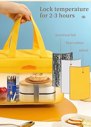 Image of CoolKraft Lunch Bag for School Kids, Girls, Cute Animal Design Bag, Lunch Bag for Office Women Travel Picnic Bag, Insulated Portable Tiffin Bag 29 x 18.5 x 14 cm (Yellow)