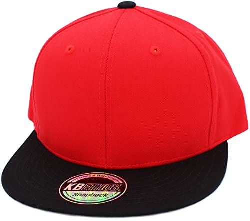 Image of KBETHOS Classic Snapback Hat Blank Cap Underbrim Cotton Wool Blend Flat Visor Adjustable Unisex