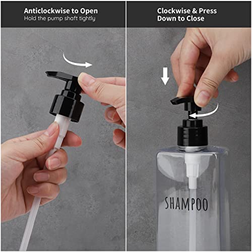 Image of Segbeauty Clear Square Shampoo Bottles, 3pcs 16.9oz Refillable Plastic Lotion Dispenser with Pump, 500ml Empty Reusable Bathroom Shower Bottle Dispense Shampoo Conditioner Body Soap Liquid Gel