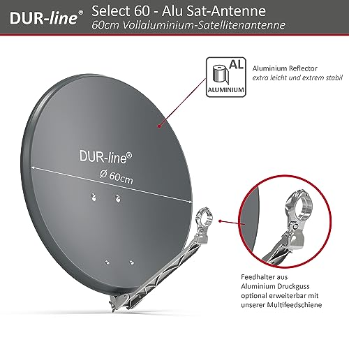 DUR-line Satellitenschüssel 60 cm Aluminium für optimalen Empfang