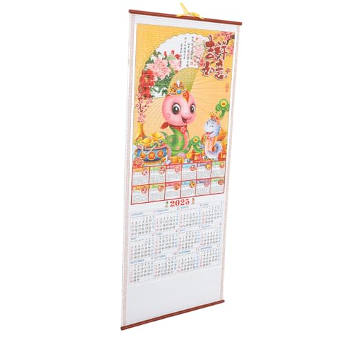 Gogogmee 年蛇年紙藤掛け軸カレンダー 月間壁掛けカレンダー 伝統デザイン