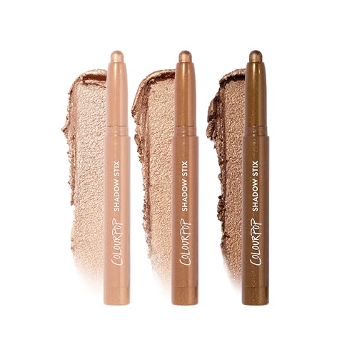 ColourPop Shimmering Golds Shadow Stix Makeup Kit - Shimmer Eyeshadow Make Up Set - Vegan & Cruelty-Free Cream Eyeshadow Sticks with High-Pigment & Metallic Finishes (3 Count)