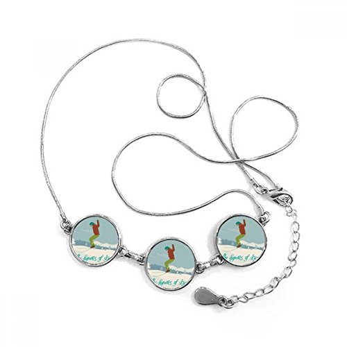 Bijoux avec chaîne ski sport de winter illustration ronde pour cadeau