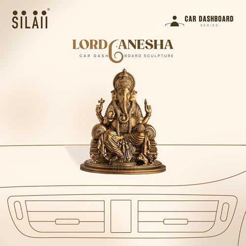Image of SILAII Lord Ganesha Car Dashboard Idol - 3 Inch | Artistically Crafted Ganesh Murti | Miniature Statue for Car Interior Decor | Ganesha Idols for Home & Office | Decorative Ganesha Idols