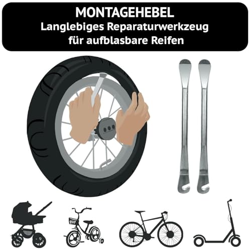 10x2 54-152 Kinderwagen Schlauch 10 Zoll 10 x 2/2.25 mit Winkelventil 45° inkl. 2 Monagehebeln | 2 Stück Packung | für Kinderwagen Reifen 10 Zoll 10 x 2.0 54-152