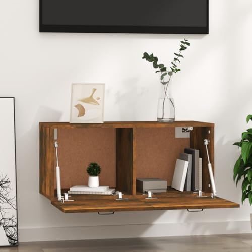 Estantería de pared de roble ahumado para decorar salones modernos 5