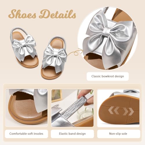 Image of Toddler Girls Sandals Little Girl Summer Flat Sandal Baby Open Toe Outdoor Beach Holiday Dress Shoes