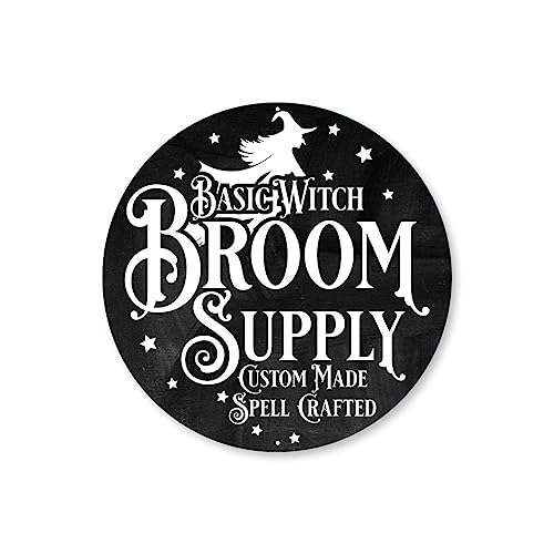 Basic Witch Broom Supply Halloween Sign - 12-inch Circle