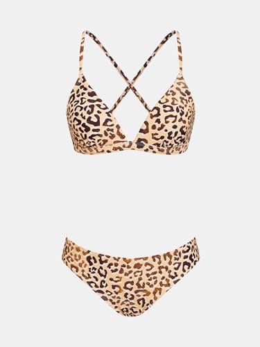 Image of CUPSHE Bikini Set for Women Two Piece Swimsuits V Neck Low Rise Crisscross Back Self Tie Spaghetti Straps