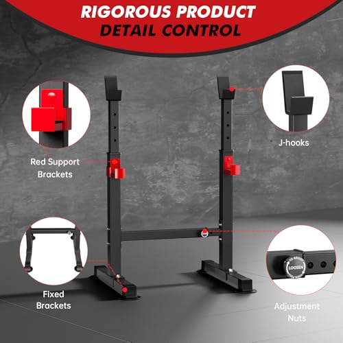 Image of Adjustable Squat Rack, 550LBS Multi-Function Barbell Rack for Weight Lifting and Home Gym Fitness Workout Portable Squat Bench Press - Great for Beginners