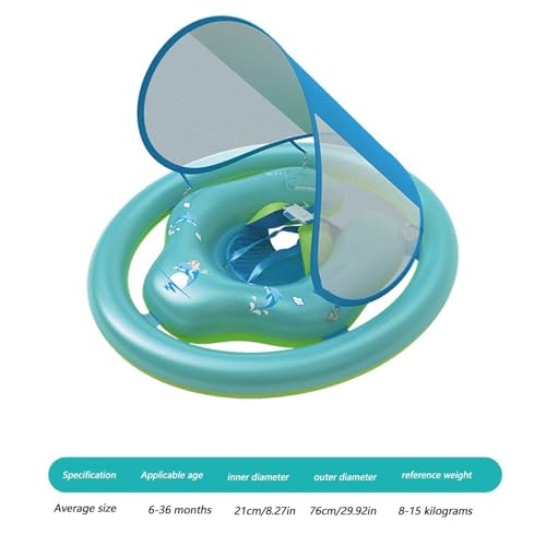 Anillo de natación inflable con dosel y asiento de seguridad ajustable para niños pequeños 2