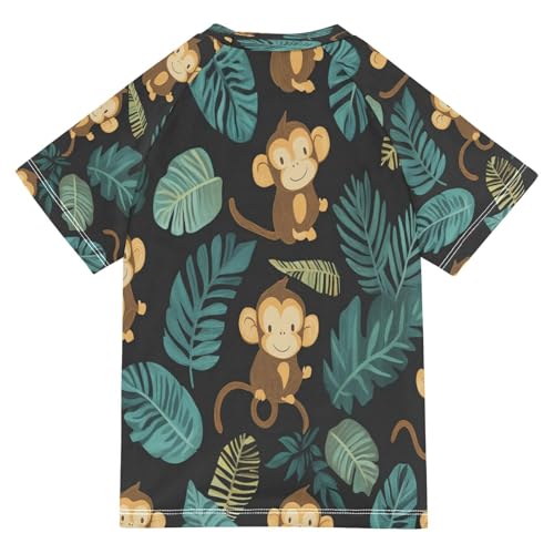 Kids Swimsuit Monkey Turtle Leaf Cartoon Sunscreen T-Shirts Swimwear Sets UPF 50+2