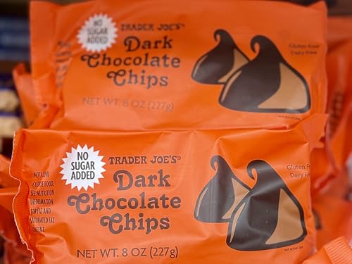 Trader Joe's Dark Chocolate Chips, No Sugar Added, Gluten Free, Dairy Free, 8 oz (227g), 8 Servings Per Container