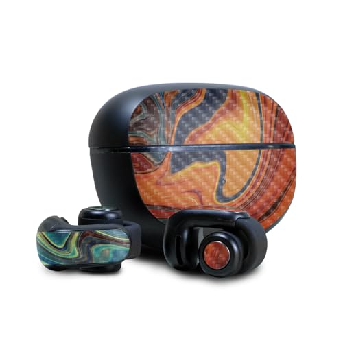 Image of Carbon Fiber Skin Compatible with Bose Ultra Open Earbuds - Lava Water - Premium 3M Vinyl Protective Wrap Decal Cover - Easy to Apply | Crafted in The USA by MightySkins