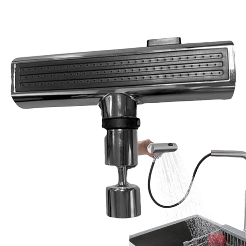 Grifos de cocina de metal para baño, grifo de extensión sobrecargado con artefacto antisalpicaduras, grifo giratorio de cascada de cocina, cascada de fregaderos de cocina, ducha de fregadero para
