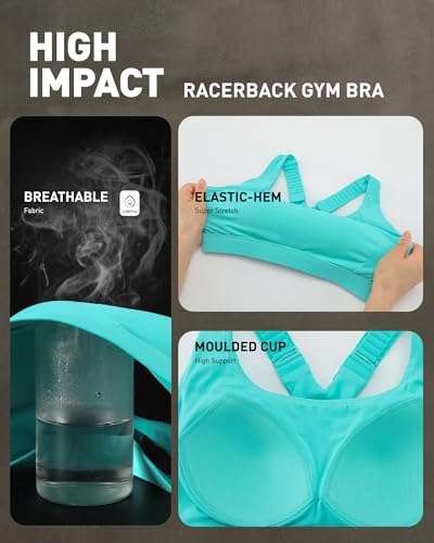 Image of RUNNING GIRL Sports Bras for Women High Support, Adjustable Straps High Impact Racerback Bra with Hook Closure Molded Cup
