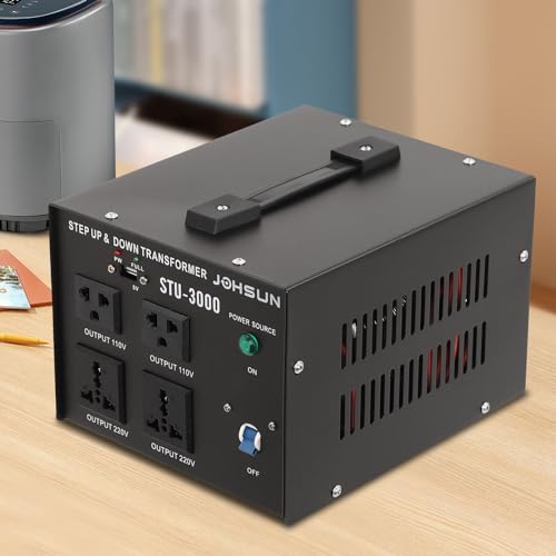 Voltage Power Converter Transformer 220V to 110V Step Up/Down AC Adapter,Heavy Duty Power Converter 3000W,Universal AC Outlets Fuse and Circuit Protection2
