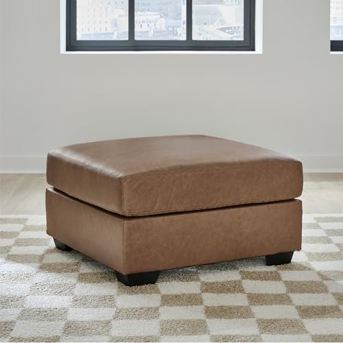 Image of Signature Design by Ashley Walker Point Contemporary Faux Leather Oversized Accent Ottoman, Light Brown