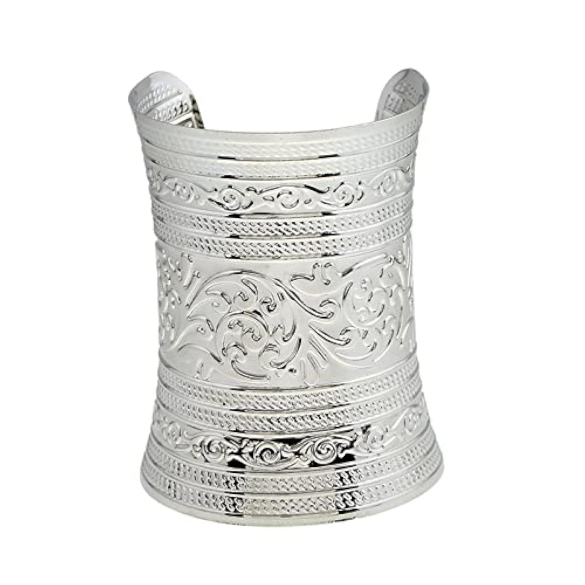 Women's Losa Ethnic Wide Open Cuff Bangle Bracelet