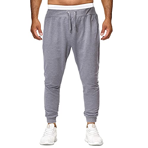 SAMACHICA Mens Fashion Sweatpants Jogger Pants Workout Slim Fit Track Pants Running Tapered Trousers with Pockets Lightgrey
