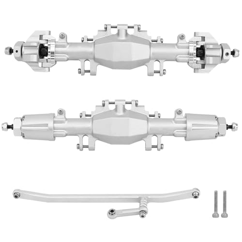 Pothyes CNC Aluminum Alloy Front Rear Axle Set for LOSI Mini LMT 1/18 Digger Monster Truck Brushed RTR LOS01026 Metal Upgrade Parts (Silver)