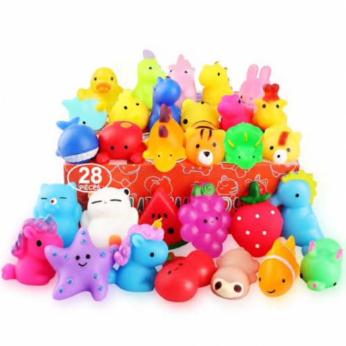 nobasco Squishies, 28 Pack Mochi Squishy Toys - Kawaii Cat Squishys Slow Rising Animals - Party Favors, Goodie Bag, Birthday Gifts, Mini Squishies Stress Reliever Toy