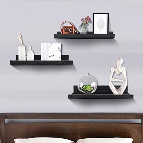 24 Inch Black Wall Mounted Floating Shelves Set Of 3, Picture Shelving Ledge For Kitchen, Living Room, Bedroom, Office #TOP3