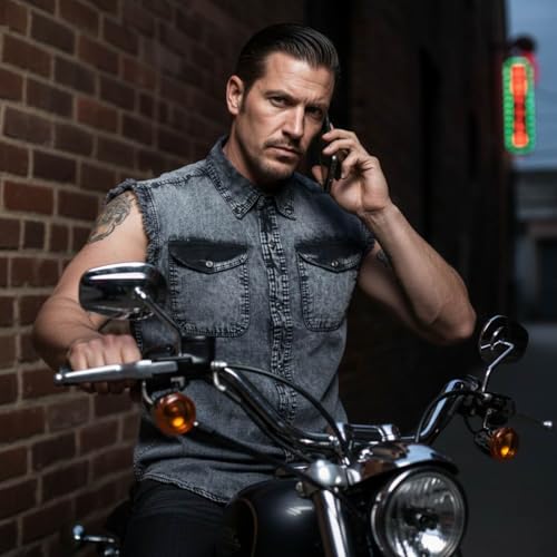 Camisa de botones deshilachada sin mangas color gris clásico informal tacto suave diario 2