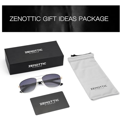 Image of ZENOTTIC Aviator Wood Polarized Sunglasses for Men 100% UV Protection Fishing Driving Golf