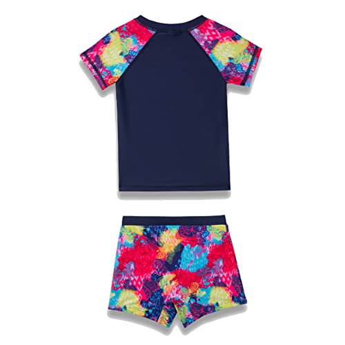 Phibee Girls' Short Sleeve Rash Guard Set Upf 50+ Sun Protection Two-Piece Swimwear Print 14 #TOP1