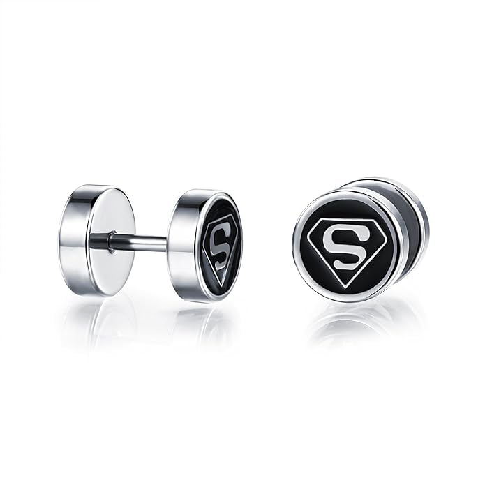 El Regalo 1 Pair Stainless Steel Superman Stud Earrings for Boys & Men- Anti Tarnish Fashion Studs Earrings (B0D2DPFFYS) Amazon Price History, Amazon Price Tracker