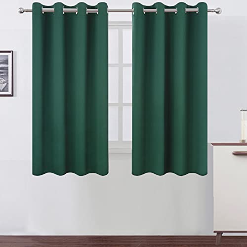 Image of LEMOMO Dark Green Bedroom Blackout Curtains /52 x 54 Inch Long /Set of 2 Curtain Panels /Thermal Insulated Room Darkening Curtains