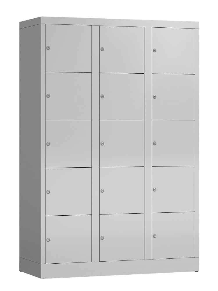 Lüllmann XL Schließfachschrank Fächerschrank 15 Fächer, 1800 x 1200 x 500 mm (RAL 7035 lichtgrau)
