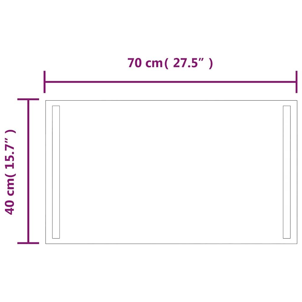 Lustro łazienkowe LED, 70 x 40 cm, podświetlane, ze złączem USB, wodoszczelność IP65, w zestawie haczyki i klipsy, wiszące lustro kosmetyczne do łazienki i sypialni