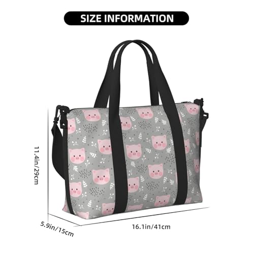 Carry On Duffle Bags Overnight Weekender Bags for Women, Cartoon Cute Pig Face Personal Item Travel Bag, Travel Essentials Sport Gym Bag for Men Women2
